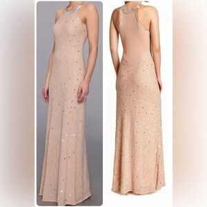 Adrianna Papell Caviar Illusion Back Beaded Gown